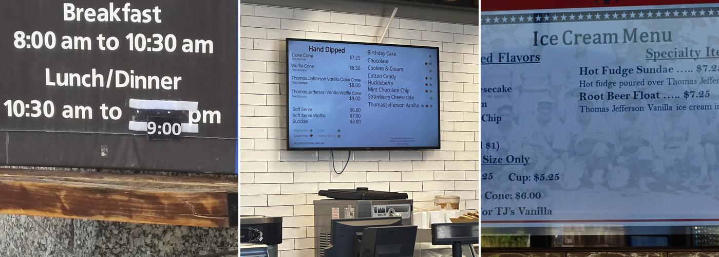 Memorial Team Ice Cream Menu