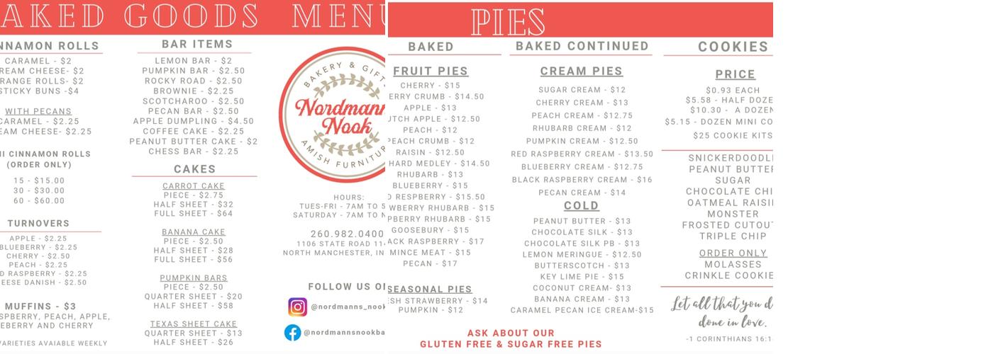 Nordmann's Nook Menu
