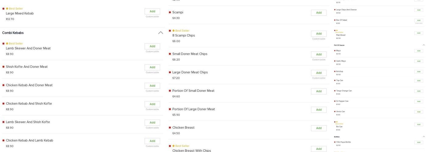 The Best Kebab & Pizza Menu