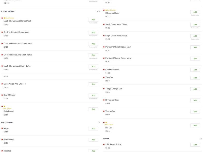 The Best Kebab & Pizza Menu