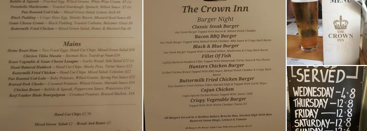 The Crown Inn Menu