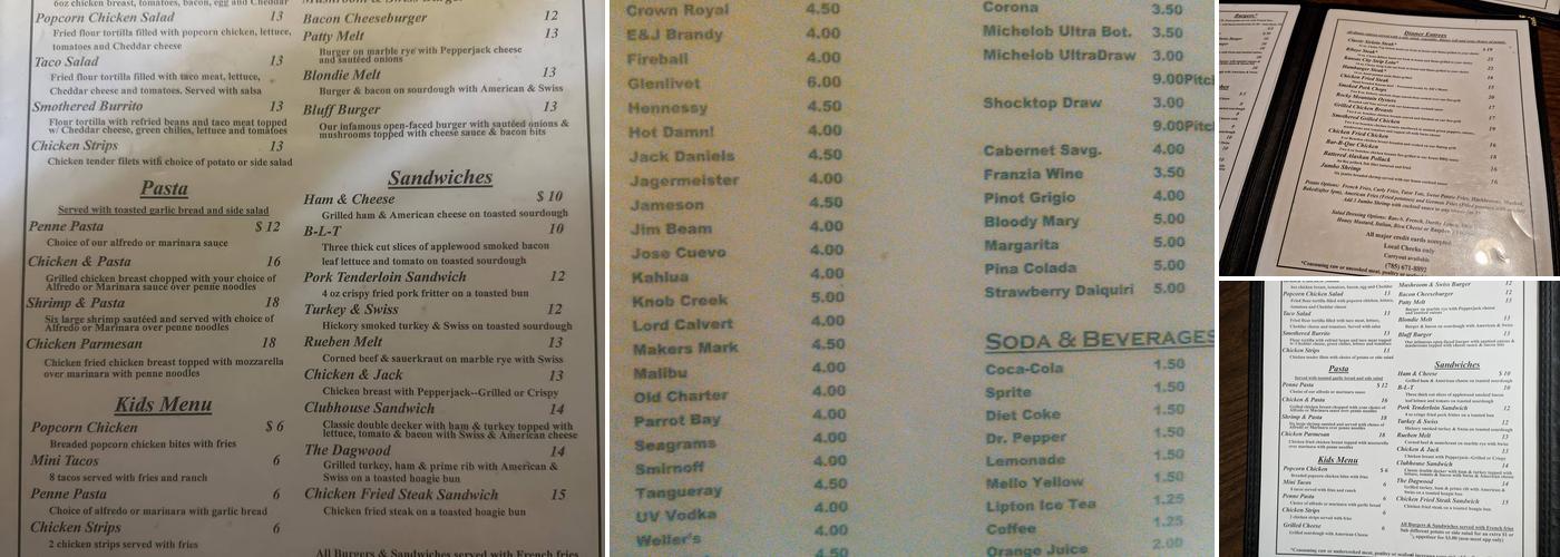 The Bluff Menu