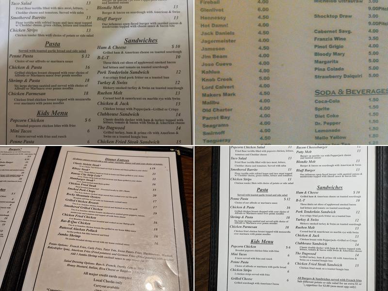 The Bluff Menu