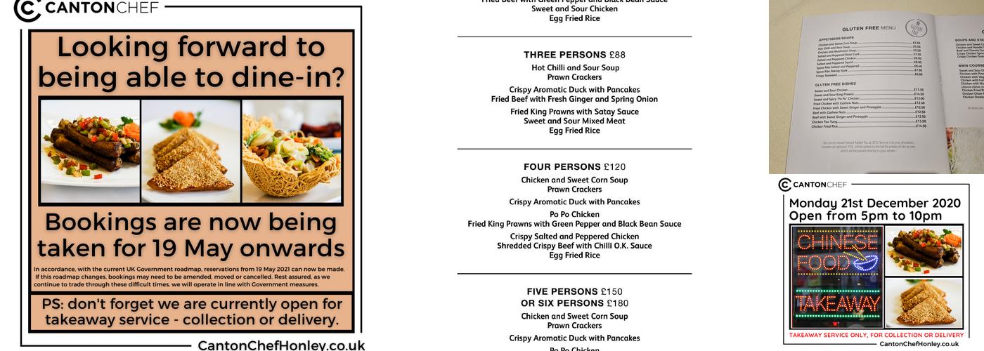 The Canton Chef, Honley Menu