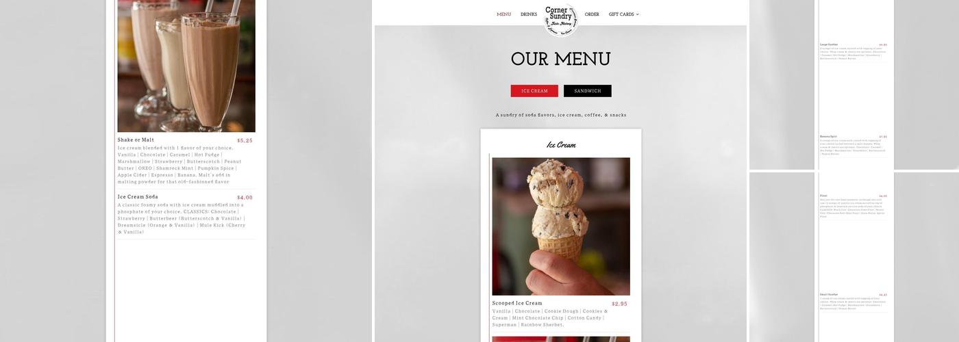 The Corner Sundry Menu