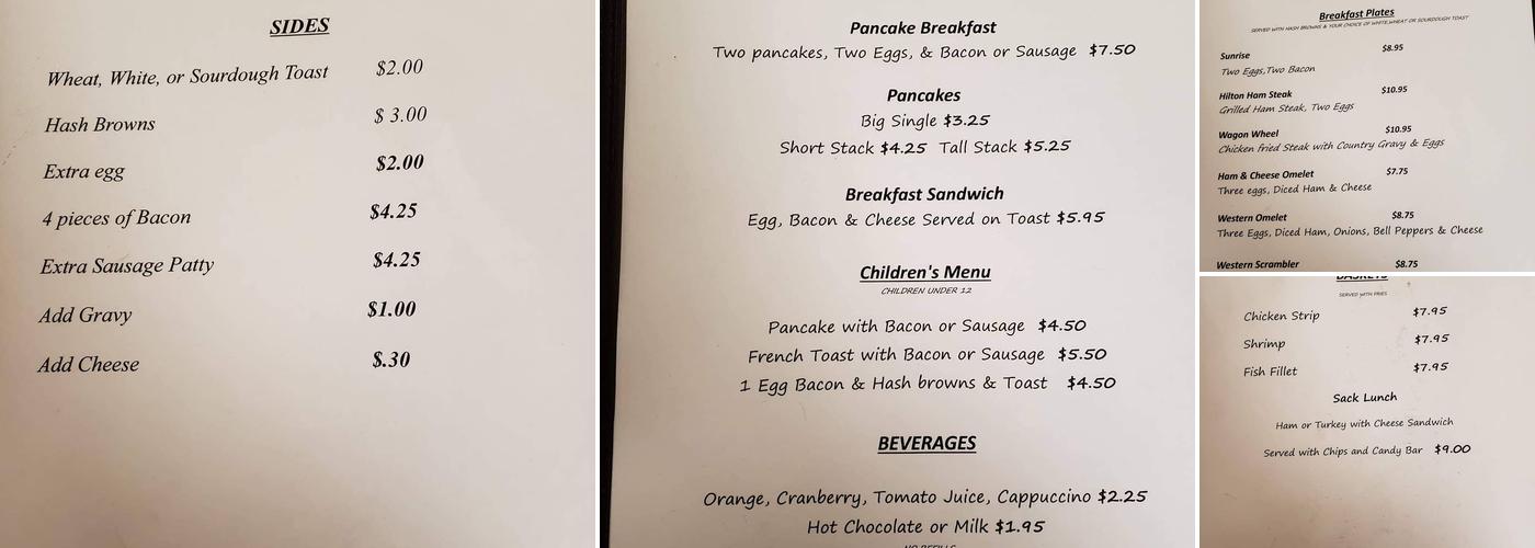 Hanna Hilton Cafe & Bar Menu