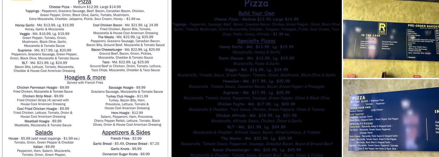 River to River Bakery & Pizza Menu