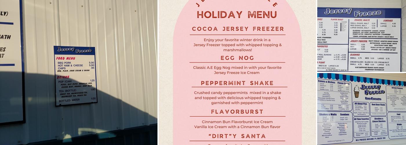 Jersey Freeze Menu