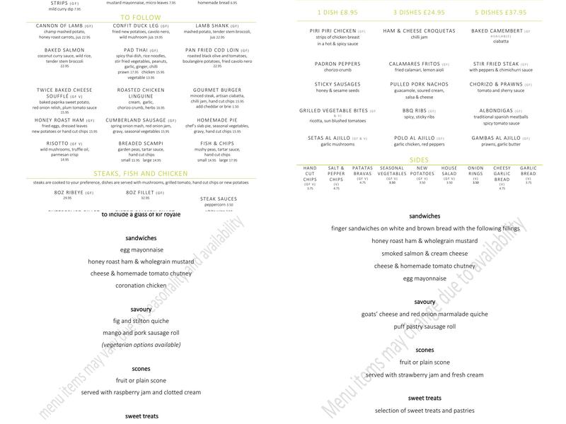 The Conservatory Restaurant at The Melbreak Hotel Menu