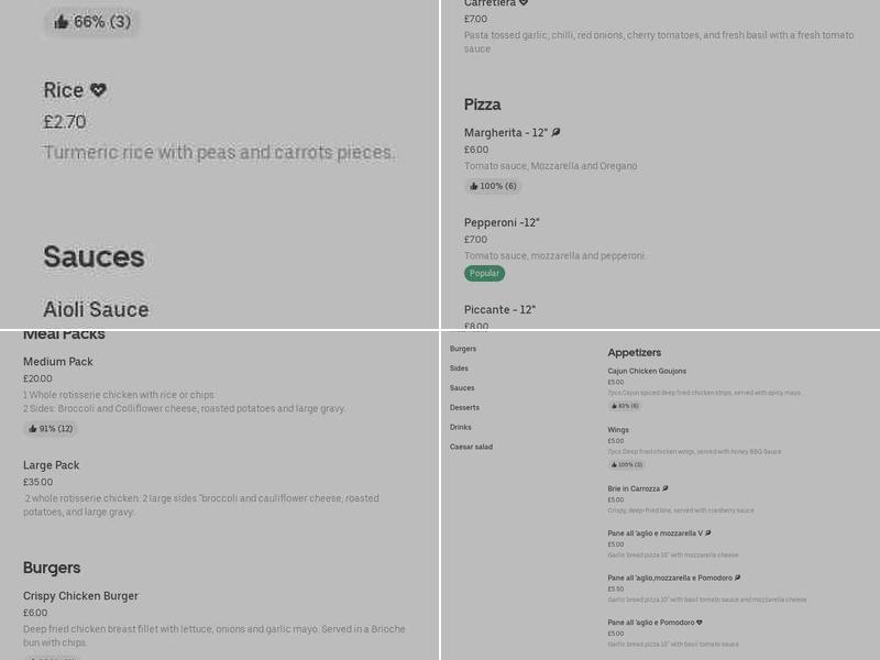 Tony's Rotisserie Chicken Menu