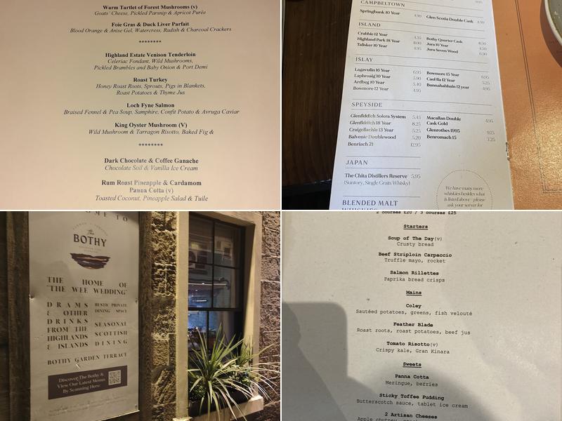 Bothy Glasgow Menu