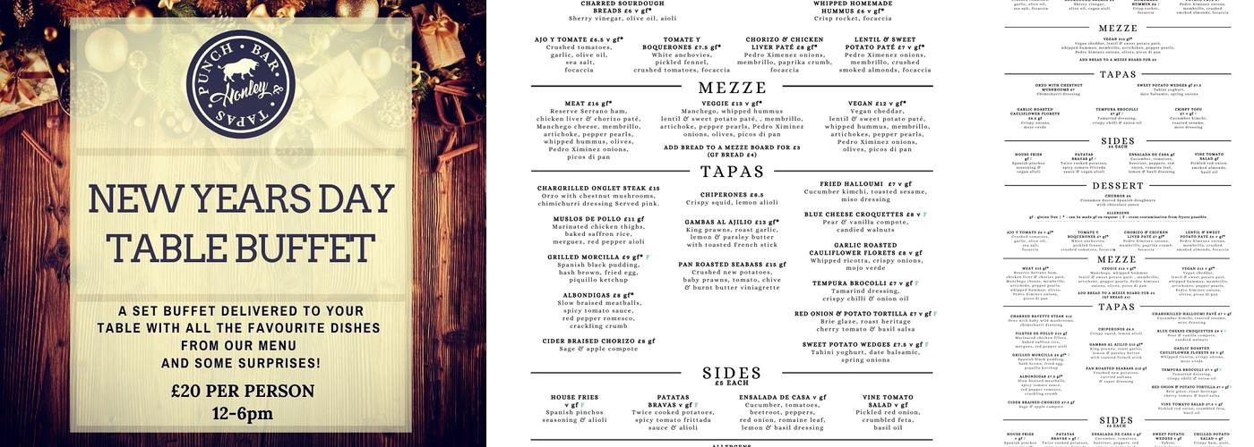 Punch Bar and Tapas Menu