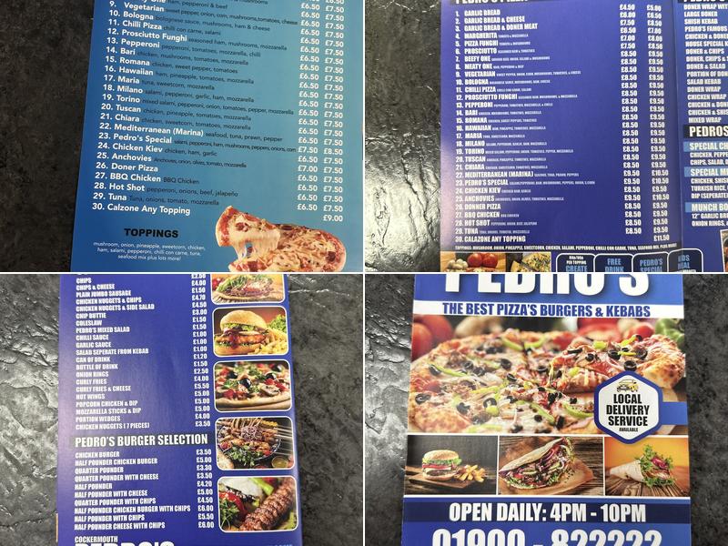 Cockermouth pedros takeaway Menu