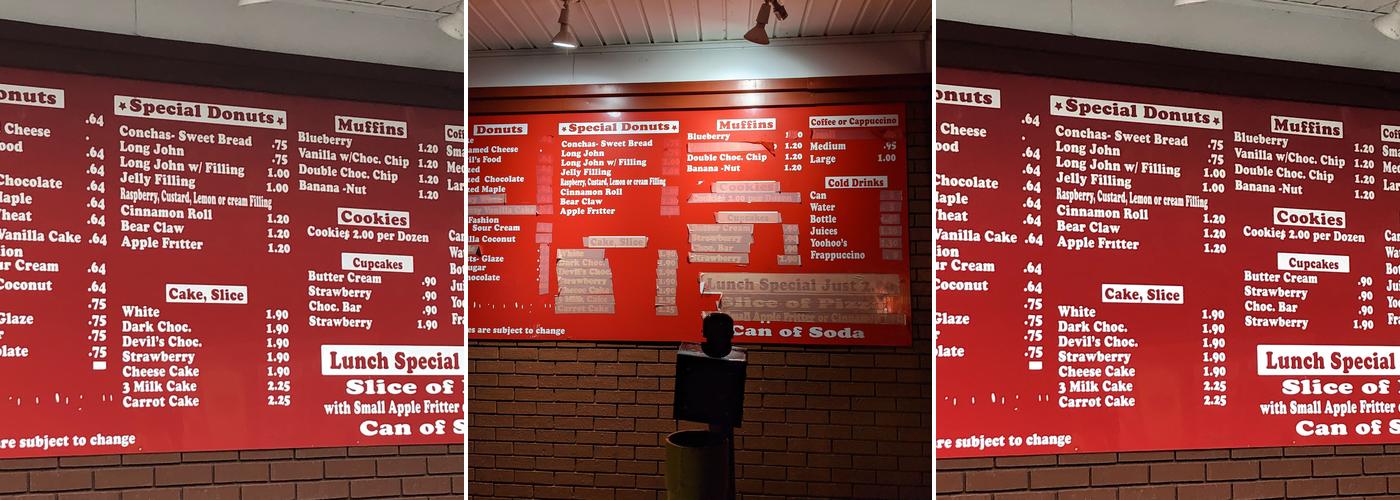 Frank’s Donuts Menu