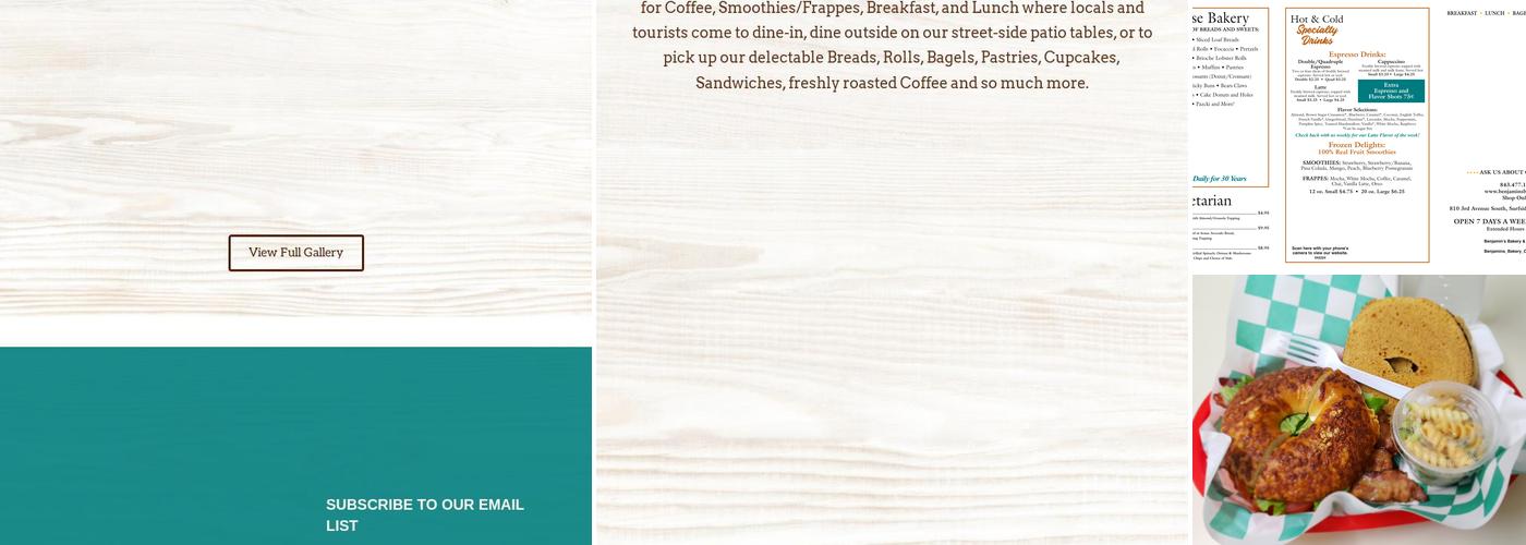 Benjamin's Bakery & Cafe Menu