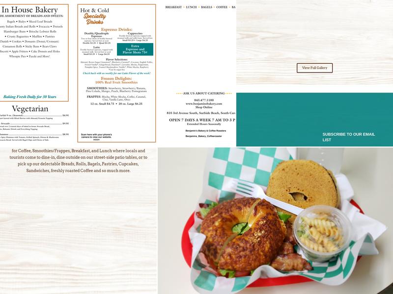 Benjamin's Bakery & Cafe Menu