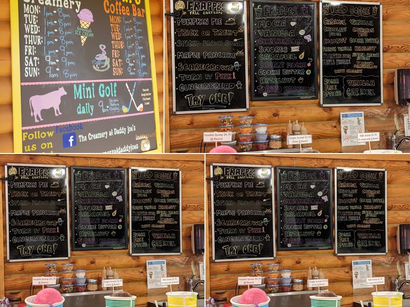 The Creamery at Daddy Joe's Menu