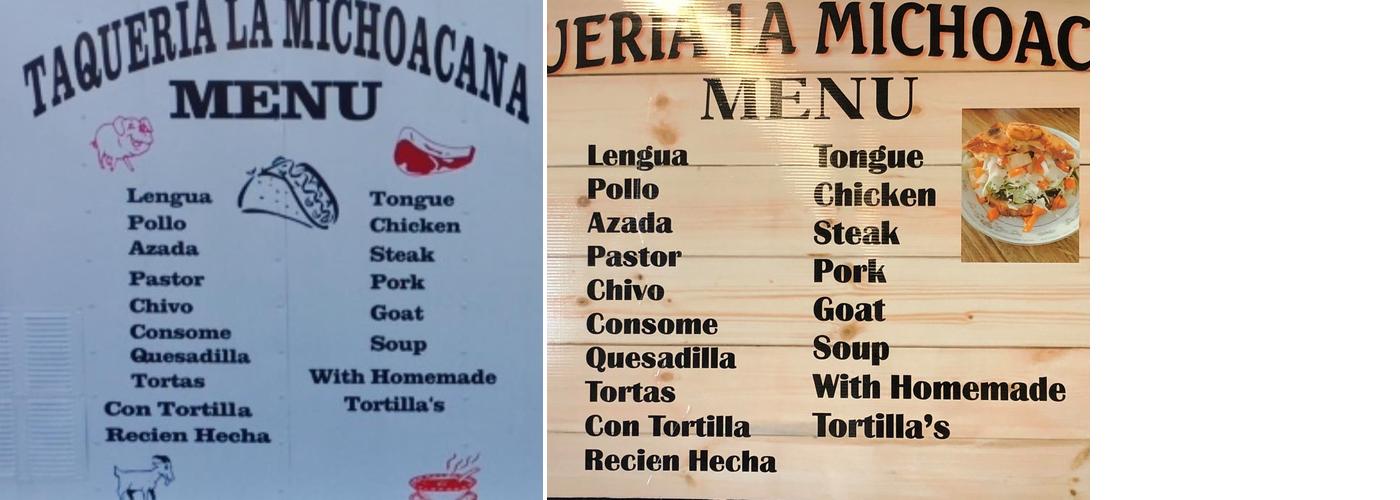 Tienda Mexicana La Michoacana Menu