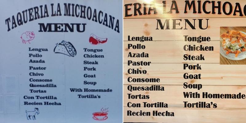 Tienda Mexicana La Michoacana Menu