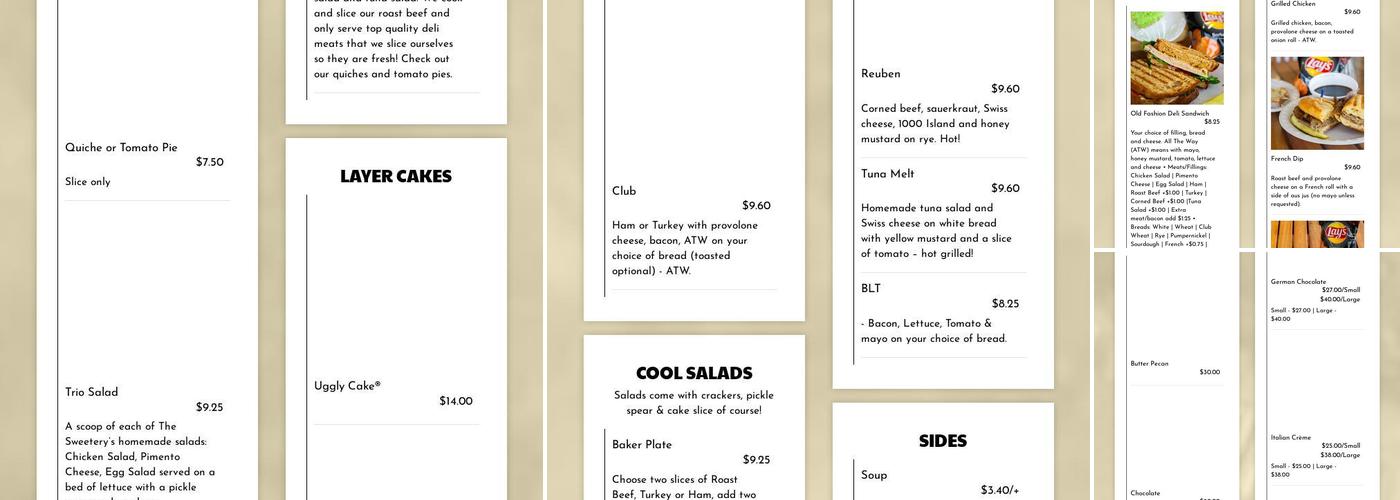 The Sweetery Menu