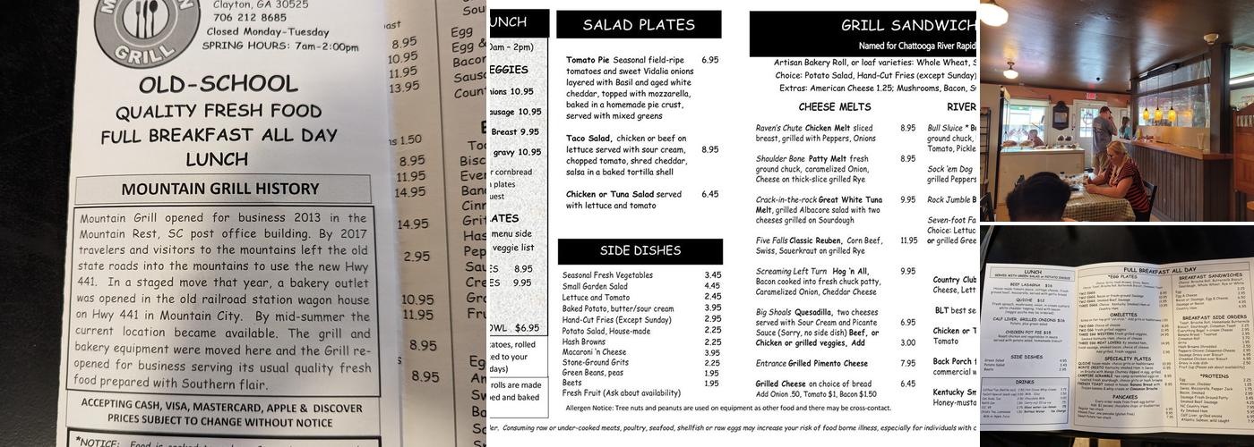 Mountain Grill Menu