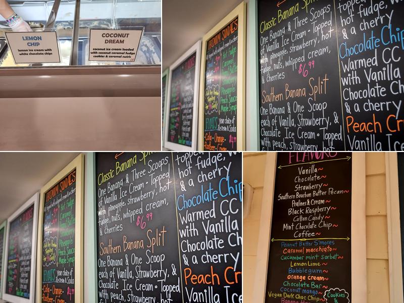 Gilbert's Ice Cream Menu