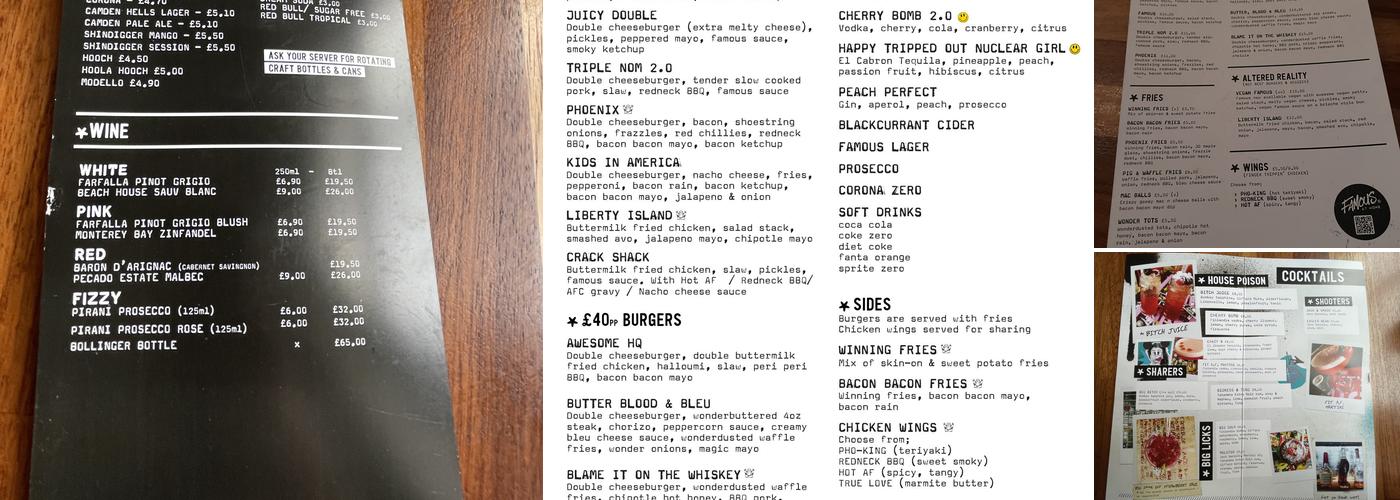 Almost Famous NQ Menu