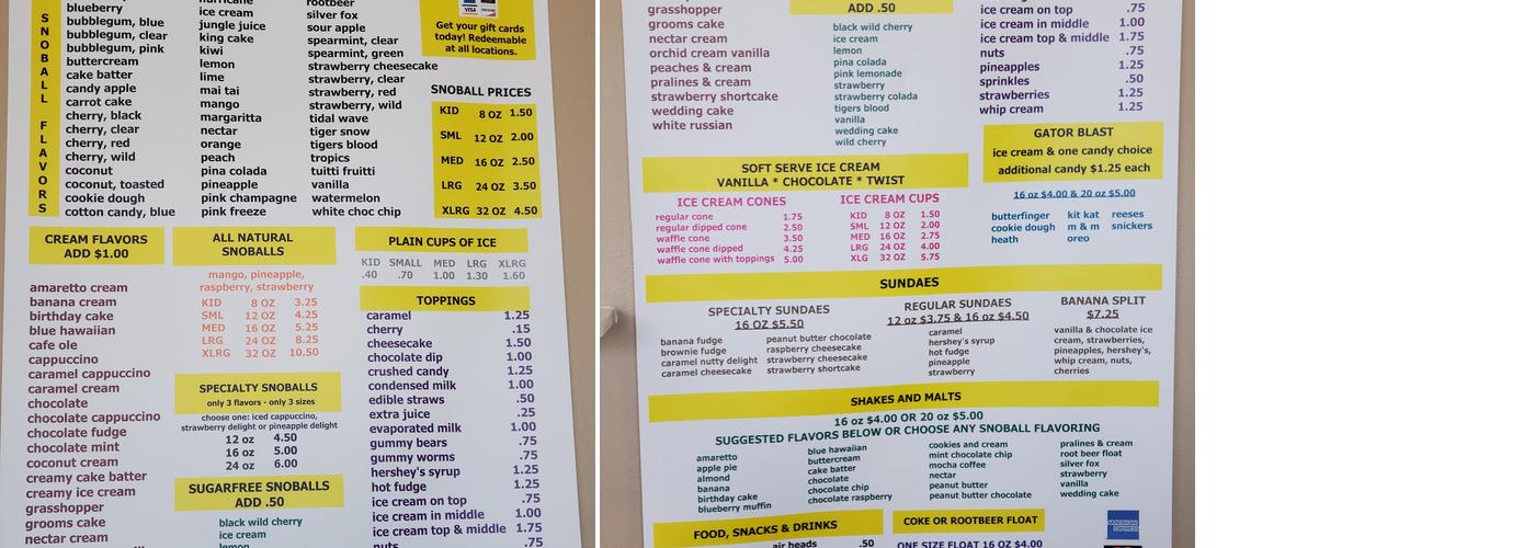 Southern Delights LLC Menu