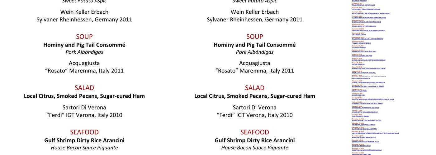 Chef John Folse & Co Menu