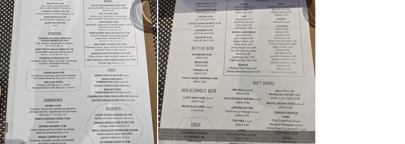 Cast Iron Grill Menu