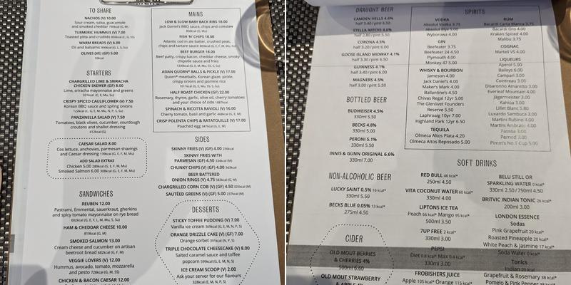 Cast Iron Grill Menu