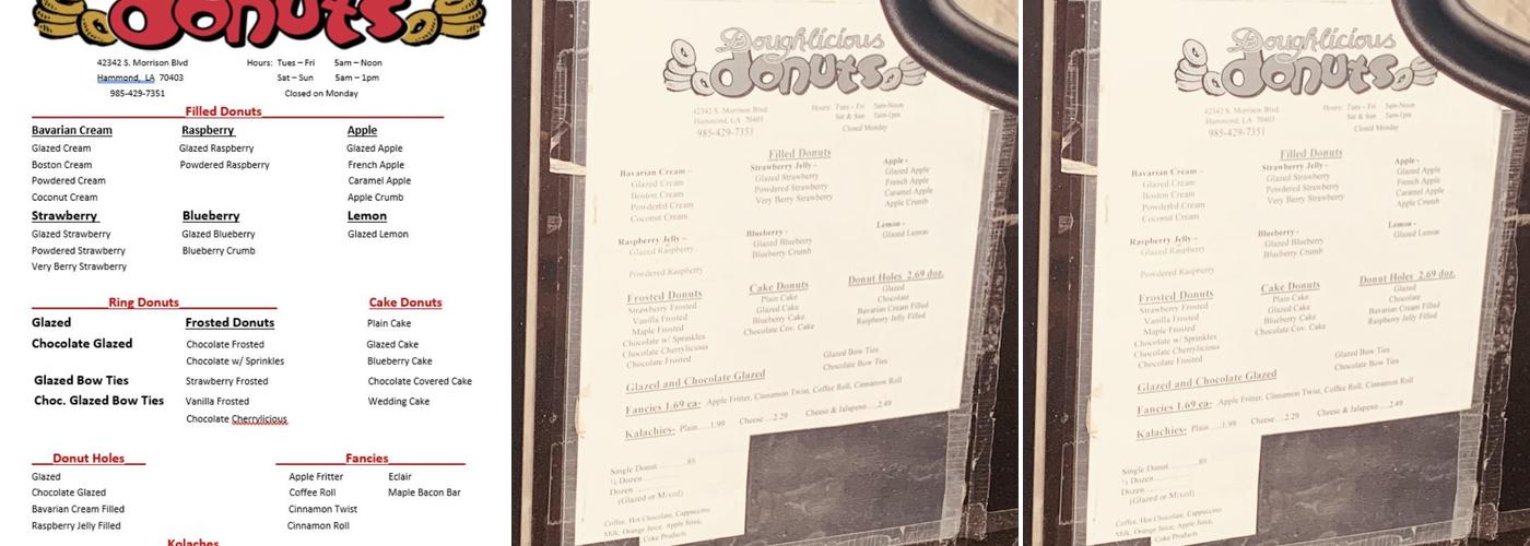 Doughlicious Donuts Menu