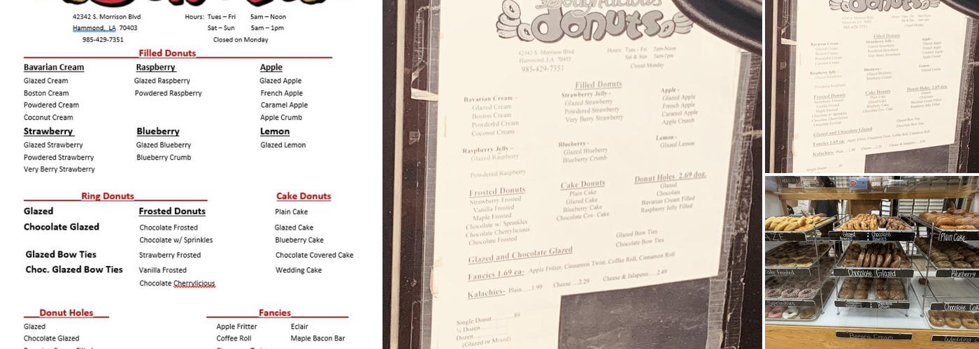 Doughlicious Donuts Menu