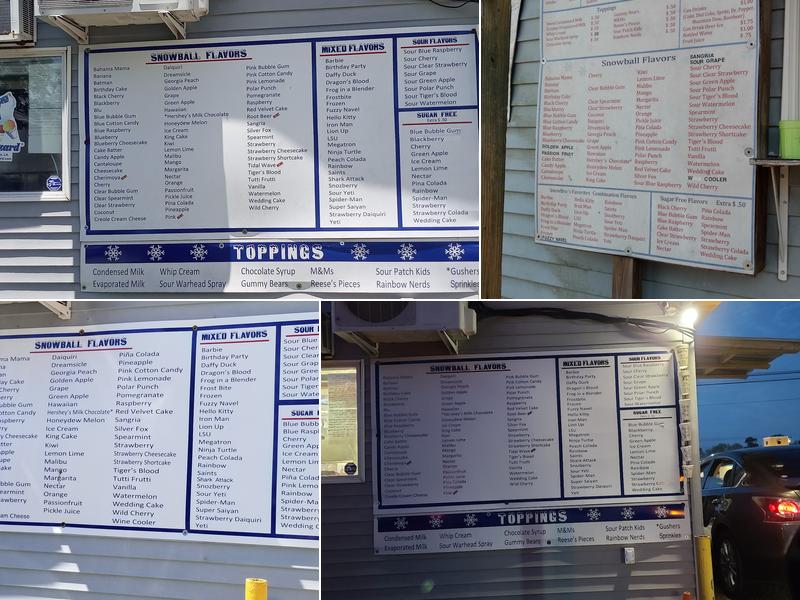 Snow Bro's Snowballs Menu