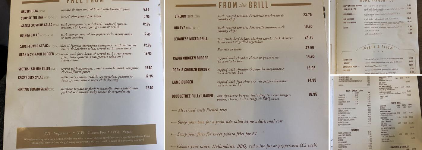 The Space Restaurant & Bar Menu