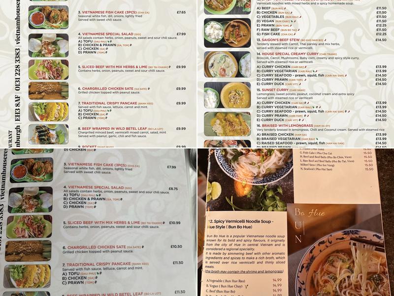 Vietnam House Restaurant Menu