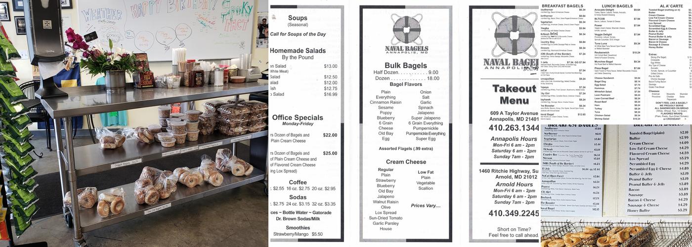 Naval Bagels Menu