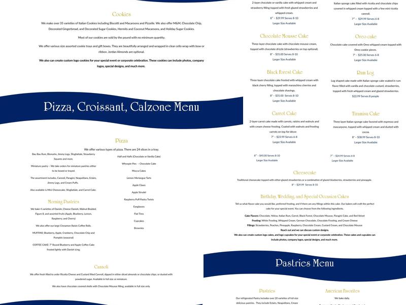 Royal Pastry Shop Menu
