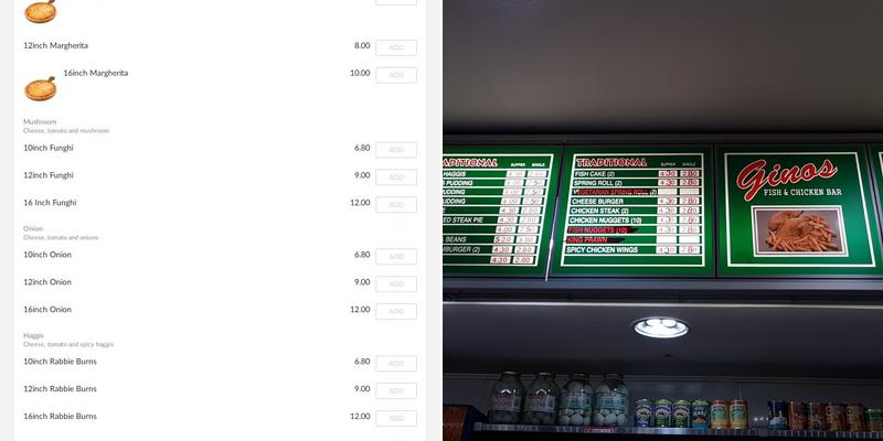 Gino's Longstone Menu