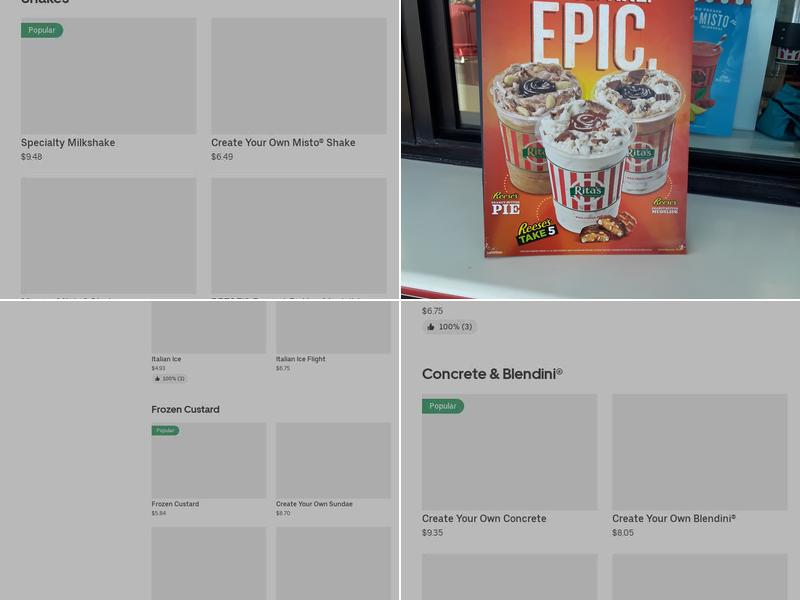 Rita's Italian Ice & Frozen Custard Menu