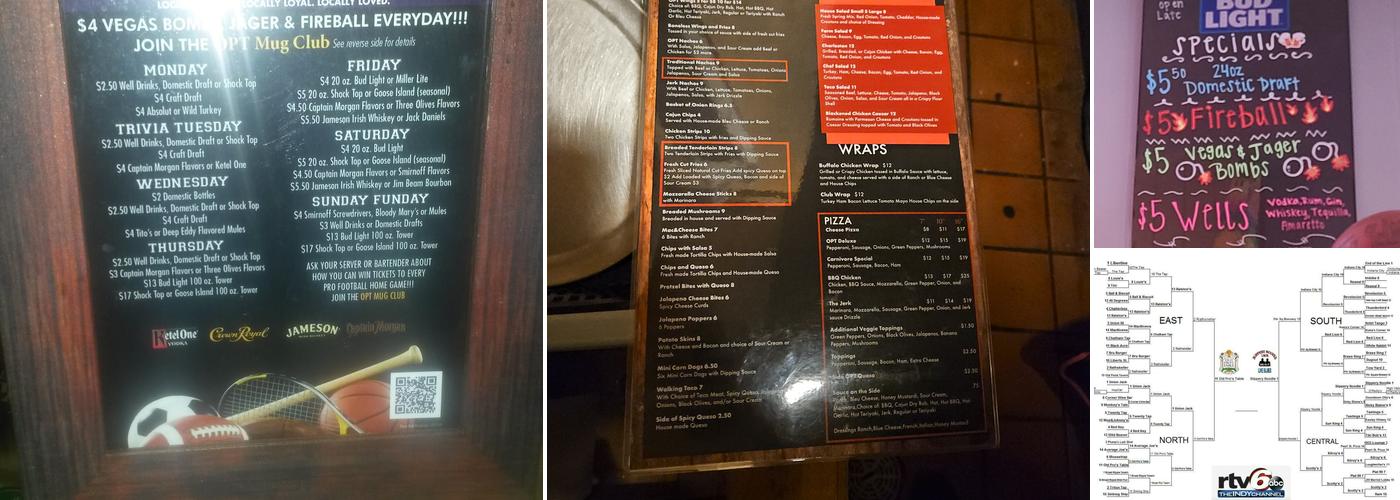 Old Pro's Table Menu