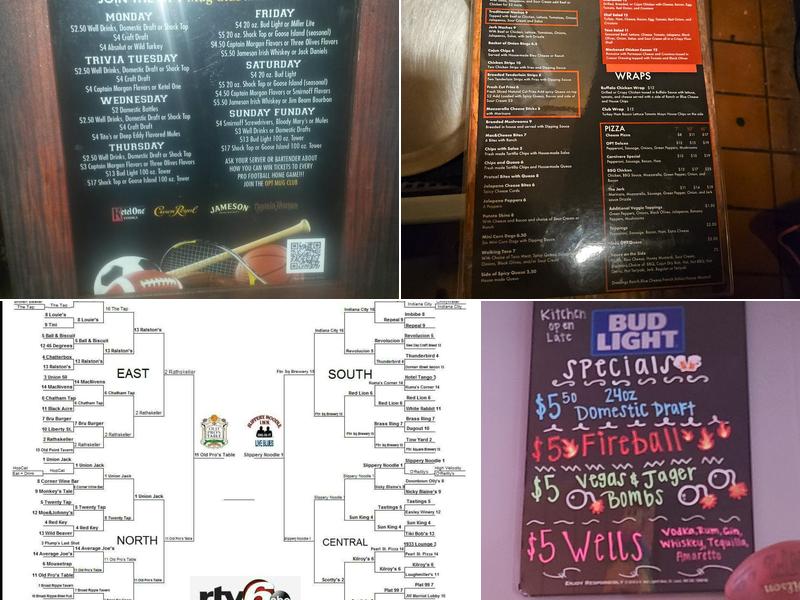 Old Pro's Table Menu