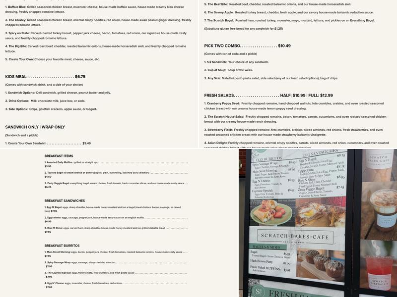 Scratch Bakes Menu