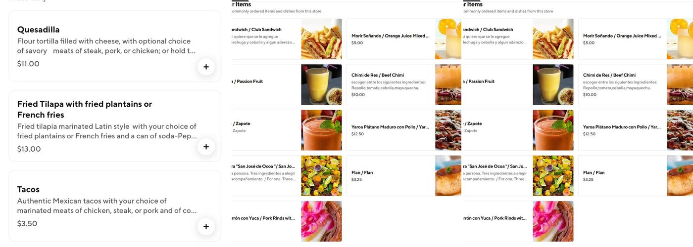 Castillo's Bakery Menu