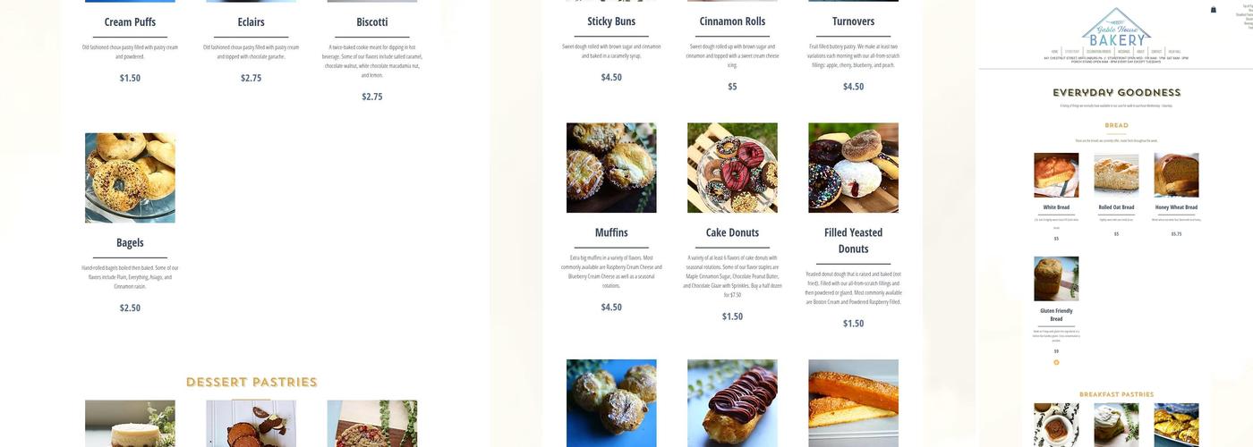 Gable House Bakery Menu