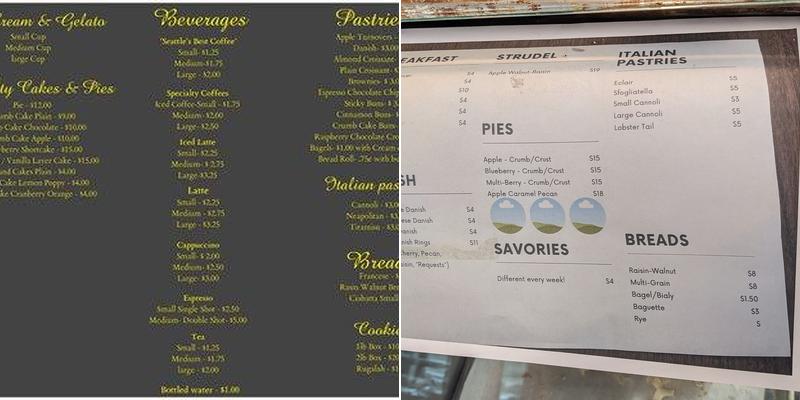 Grandma Goldsack's Bakery Menu