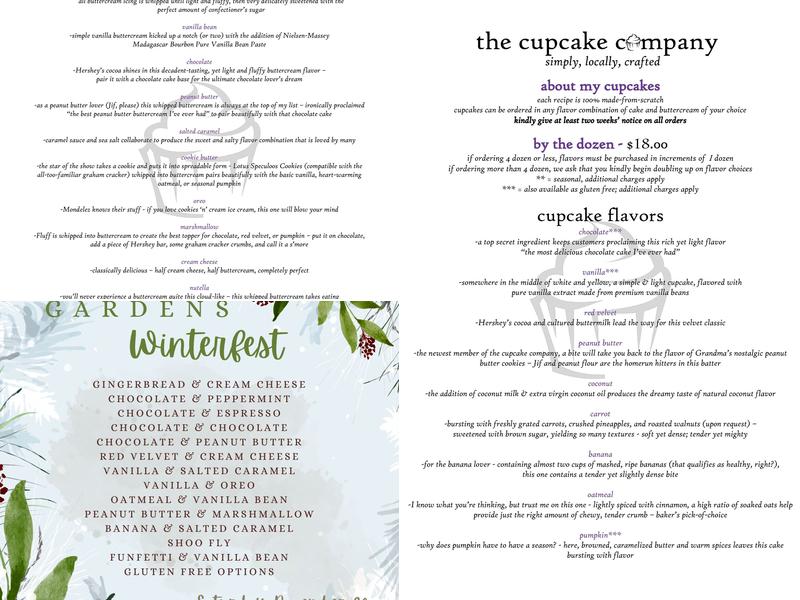 The Cupcake Company Menu