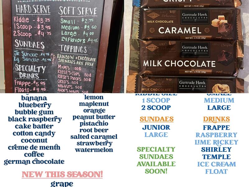 Scoops @Watson'sCandy Menu