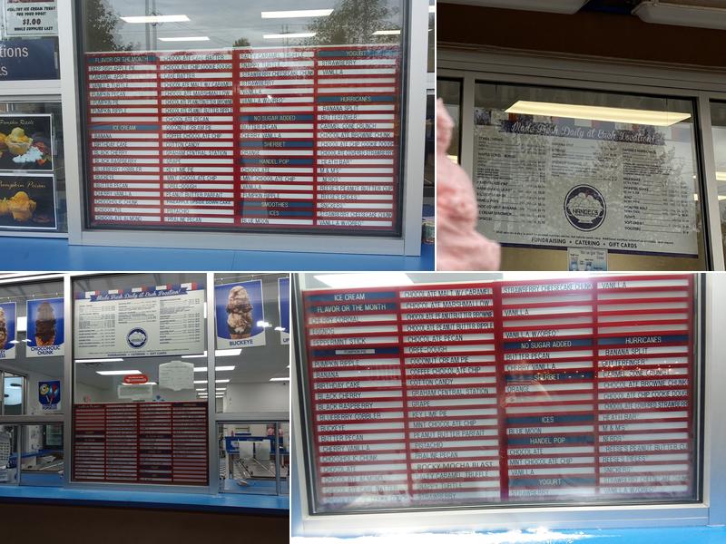 Handel's Ice Cream Menu