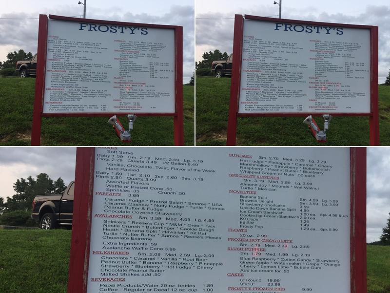 Frosty's Frozen Delights Menu